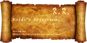 Kolár Krisztina névjegykártya